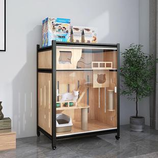 正品 猫别实豪华猫笼舍猫屋木室内家用玻璃小猫户型不占地可墅移动