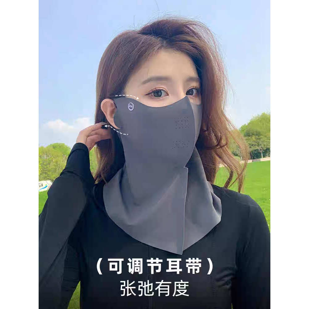 UPF防晒面罩护颈防紫外线女脸基尼开车冰丝透气专业夏季全脸口罩