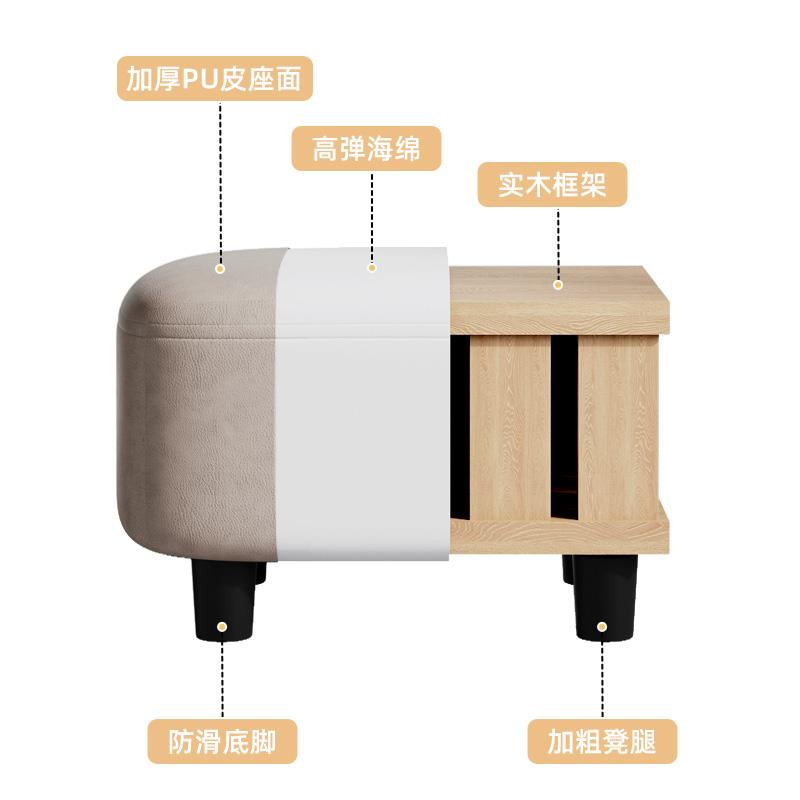 换鞋凳门口家用玄关入户穿鞋小凳子简约沙发垫脚软包客厅皮艺申恒