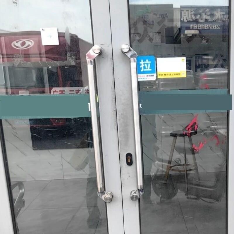 中砂大拉手玻璃门拉手不锈钢拉门无框门木门大门斜拐脚有框把手