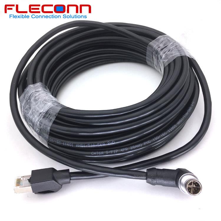 0度直角弯头M192X编码8Pin8芯公头转5RJ4网万兆CAT6A线10M12-X-M-