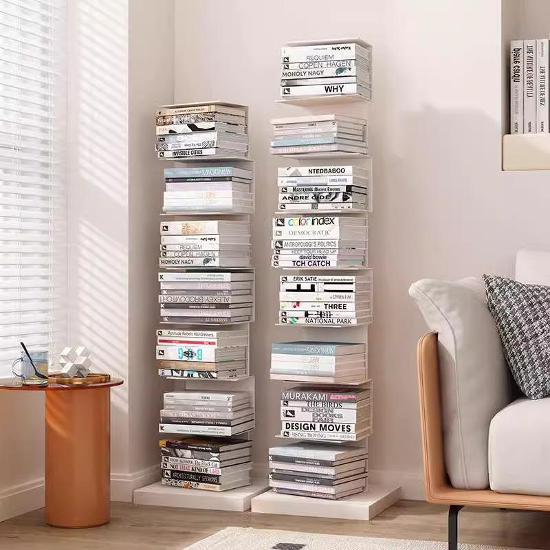 书架落地置物架家用书柜客厅收纳展示架钢制转角隐形墙角收纳神器