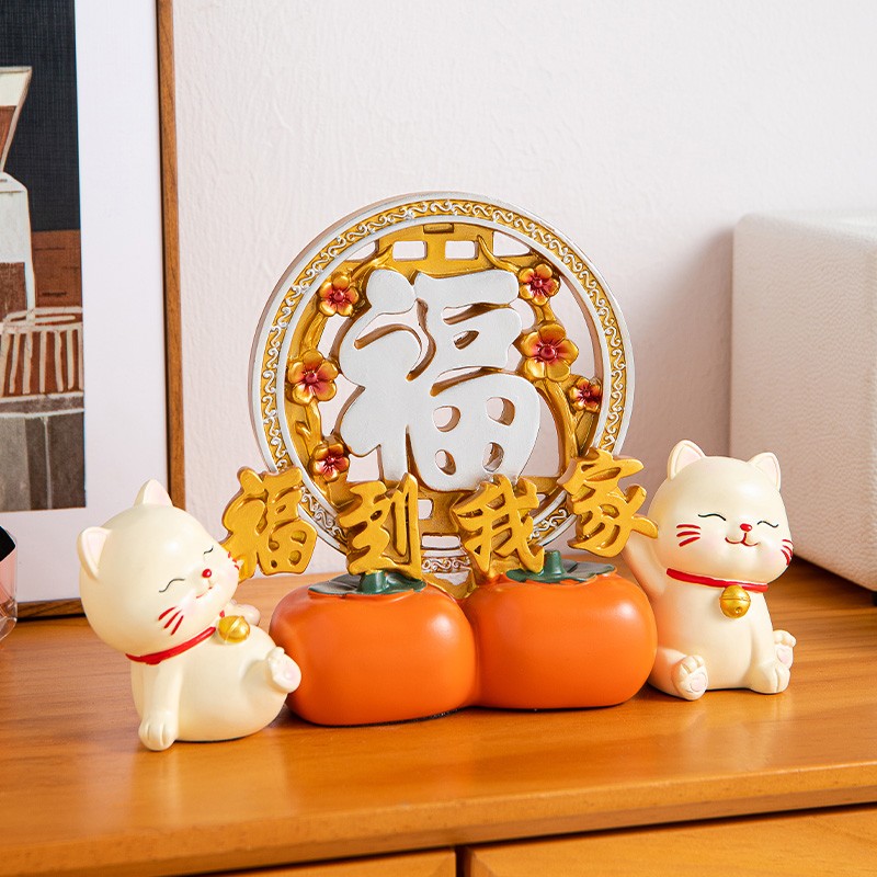 招财猫福到我家装饰品摆件入户玄关客厅电视柜家居新年乔迁之喜