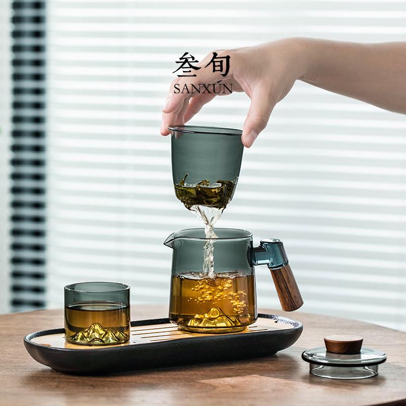 办公室小型耐热壶烫旬套装防礼盒茶杯泡茶家用茶具茶盘功夫叁玻璃