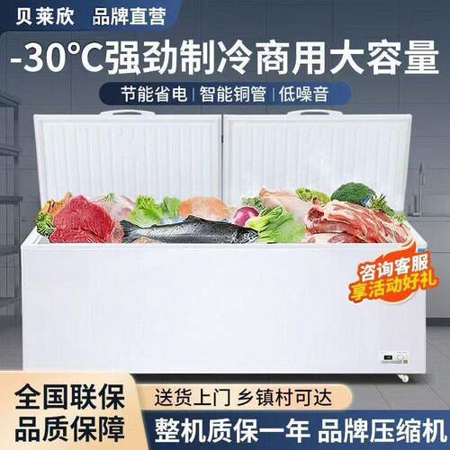 商用卧式冰柜大容量卧式冷藏冷冻铜管速冻冰箱双温雪柜冷柜摆摊