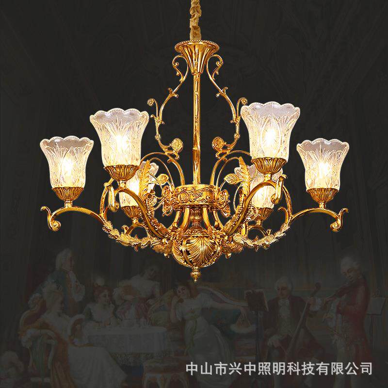 法式轻奢复古客厅吊灯美式卧室现代欧式简约北欧设计师全铜灯具