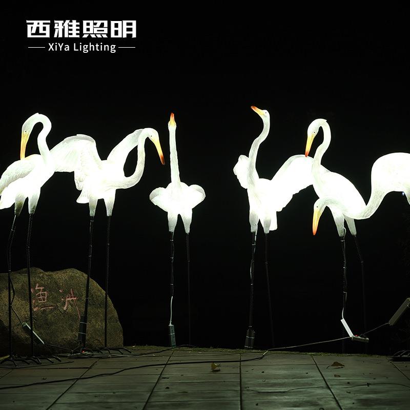 户外花园景观雕塑灯仿真发光白鹭灯庭院装饰摆件园林太阳能动物灯