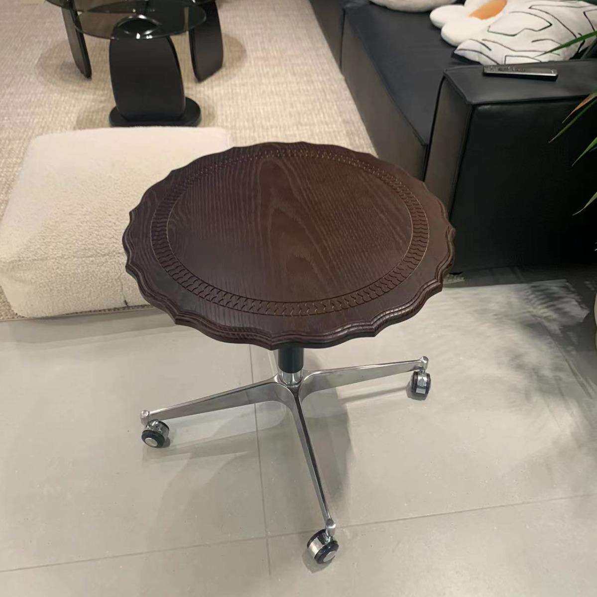 实木升降茶几移动圆几餐桌小户型床边桌沙发边几洽谈圆桌升降式