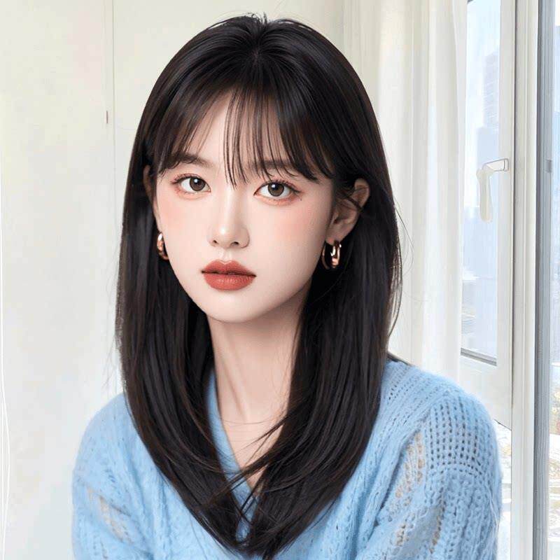 假发真发全真人发女中长发自然隐形蓬松可扎新款光头全头套假发套