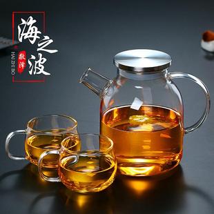 高硼硅耐热玻璃大容量凉水壶竹盖冷水壶家用茶壶果汁杯水杯煮茶壶
