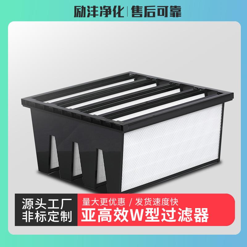 耐高温高效过滤器铝合金有无隔板防尘亚高效W型大风量空气过滤网