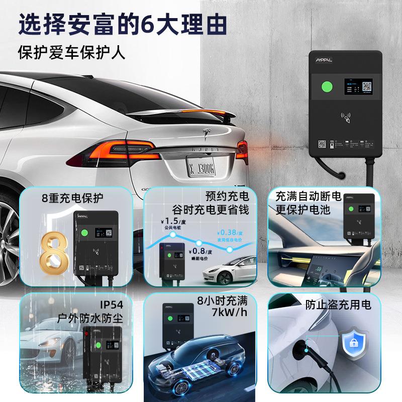 7kW交流充电桩家用商用新能源电动汽车充电桩壁挂立柱式扫码启动