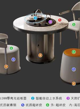 简约现代岩几板台阳台功夫泡茶52895茶茶桌小户型意式轻奢桌椅圆