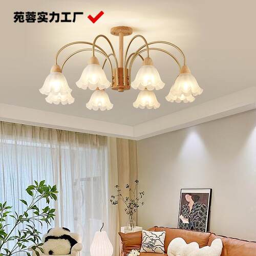 美式原木风客厅灯吊灯复古田园风餐厅吊灯北欧简约房间卧室吊灯具