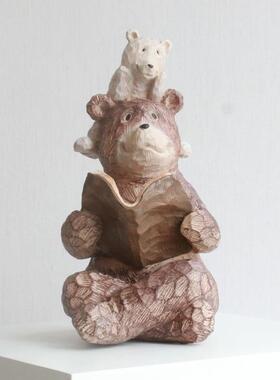 熊摆件创意家居玄关客厅电视柜办公室桌面小熊装饰品树脂工艺品