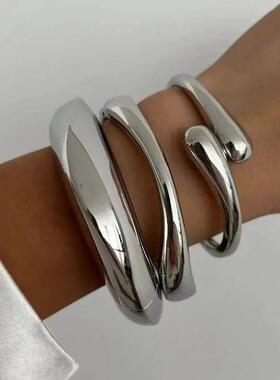 3 Styles Vintage Hip Hop Metal Cuff Bangles Punk Gold Silver