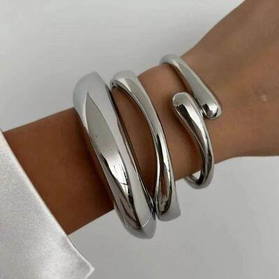 3 Styles Vintage Hip Hop Metal Cuff Bangles Punk Gold Silver