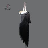 表演服装 女式 成舞人蹈专业性高端黑色网眼 感新型拉丁比赛服装 新款