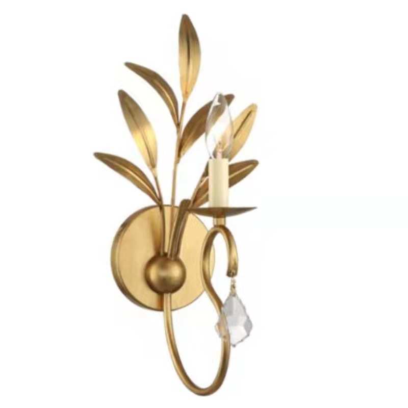 创意美式乡村铁艺树叶壁灯复古卧室走廊餐厅客厅背景墙装饰灯具