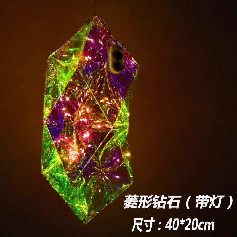 圣诞网红钻石吊灯商场树木亮化氛围装饰美陈商业街幻彩多角星挂饰