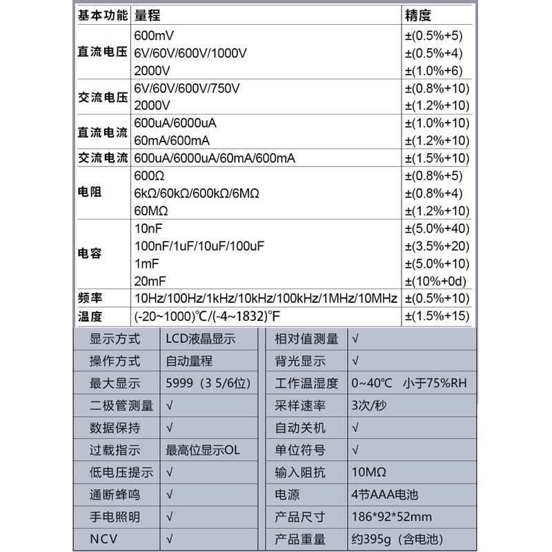 胜利VC9820高压2000v电压万用表数字高精度智能防烧自动量程电流