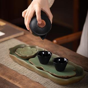 功夫之满 茶盘家用新款 小型干泡台日式 茶台复古茶具套装 排水储存式