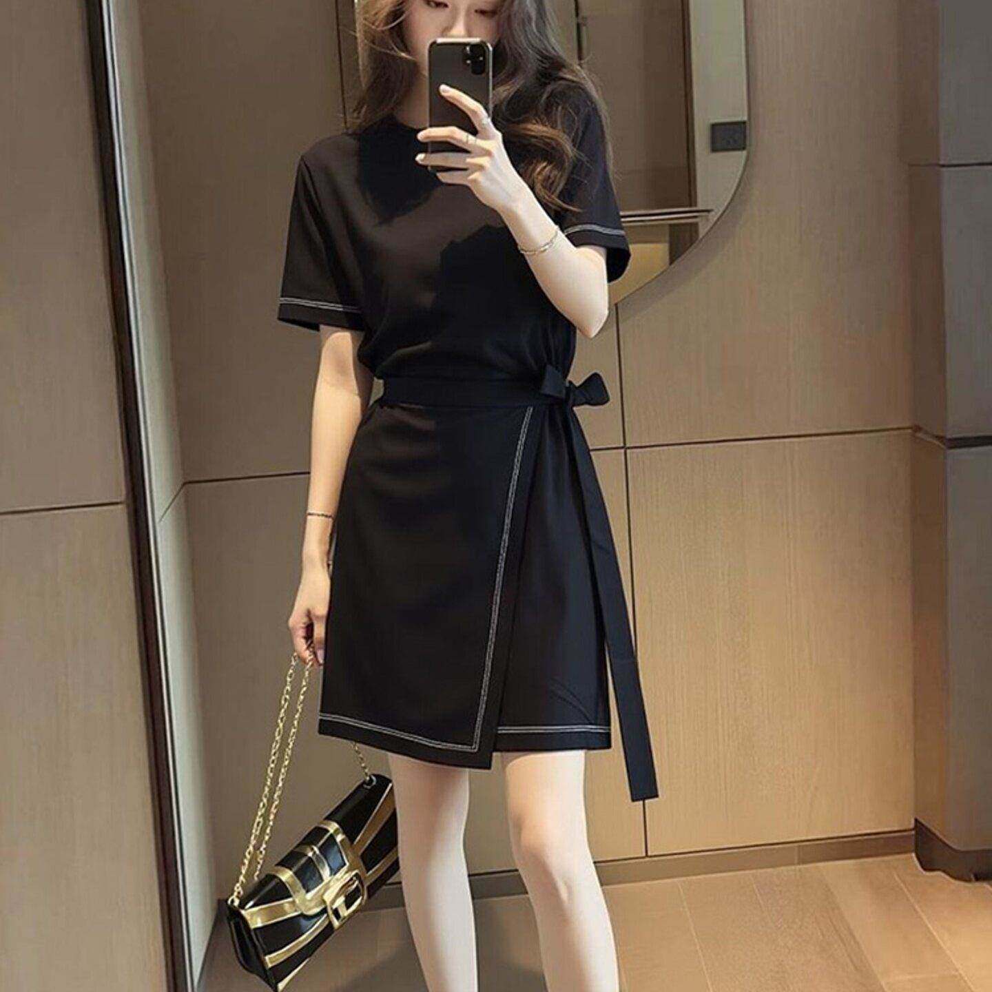 欧洲站法式御姐气质名媛女神范高端精致简单大方得体黑色连衣裙子