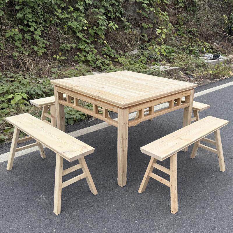 四方桌实木八仙桌一桌四长凳子可以定制餐桌凳中式家用整套餐桌椅