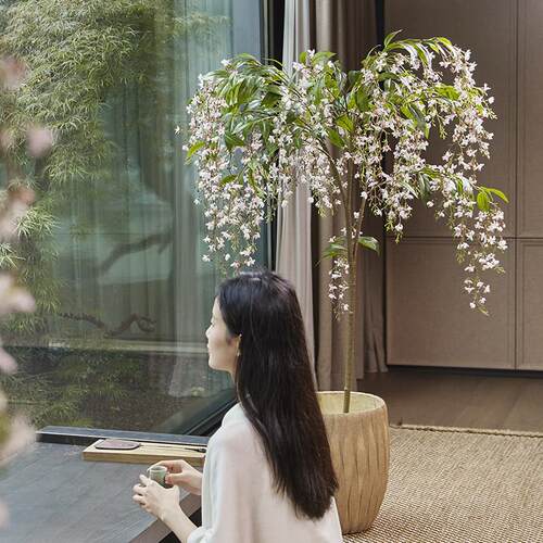 彷真绿植室内彷生植物垂丝茉莉高端轻奢落地盆栽假树装饰搭配摆件