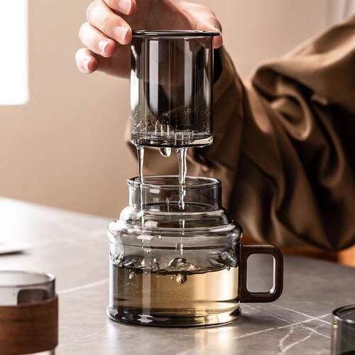 新品耐热玻璃墩墩壶迷你墩墩杯三件杯茶壶水壶家用泡茶壶茶水分离