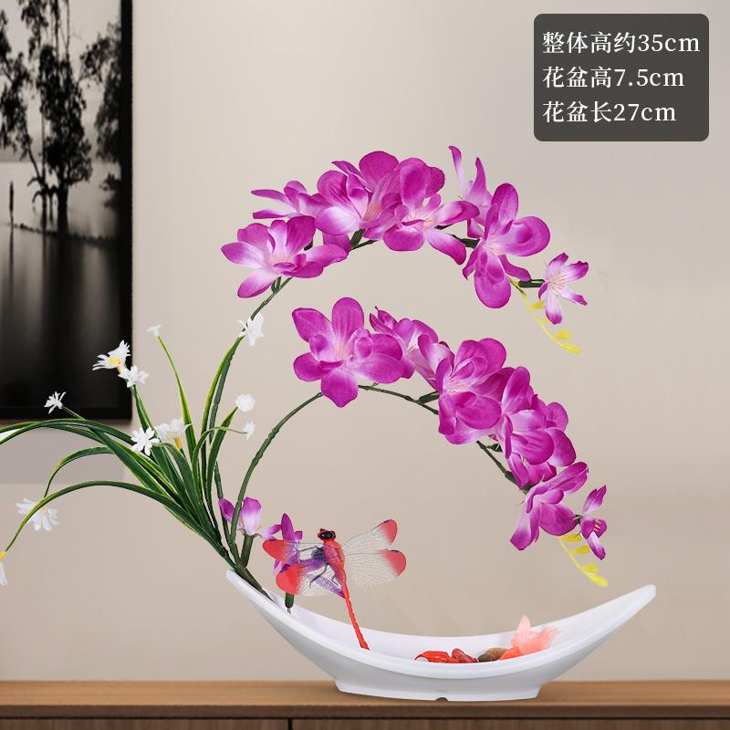 高档蝴蝶仿真花套装假花绢花干花陶兰瓷客花瓶餐桌塑料厅摆设室内