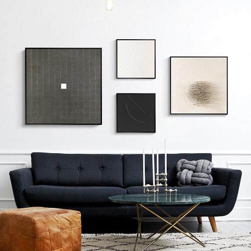 现代简约抽象装饰画客厅黑白组合北欧壁画卧室餐厅几何工业风挂画