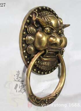 远儒实业专业生产中式仿古大门环黄铜兽头狮子头YRH0227直径19CM