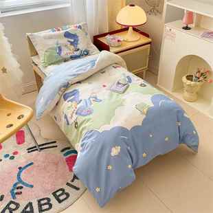 全棉儿卡通印儿花幼园童套件纯床棉三件套六XIN件套床品被套套超
