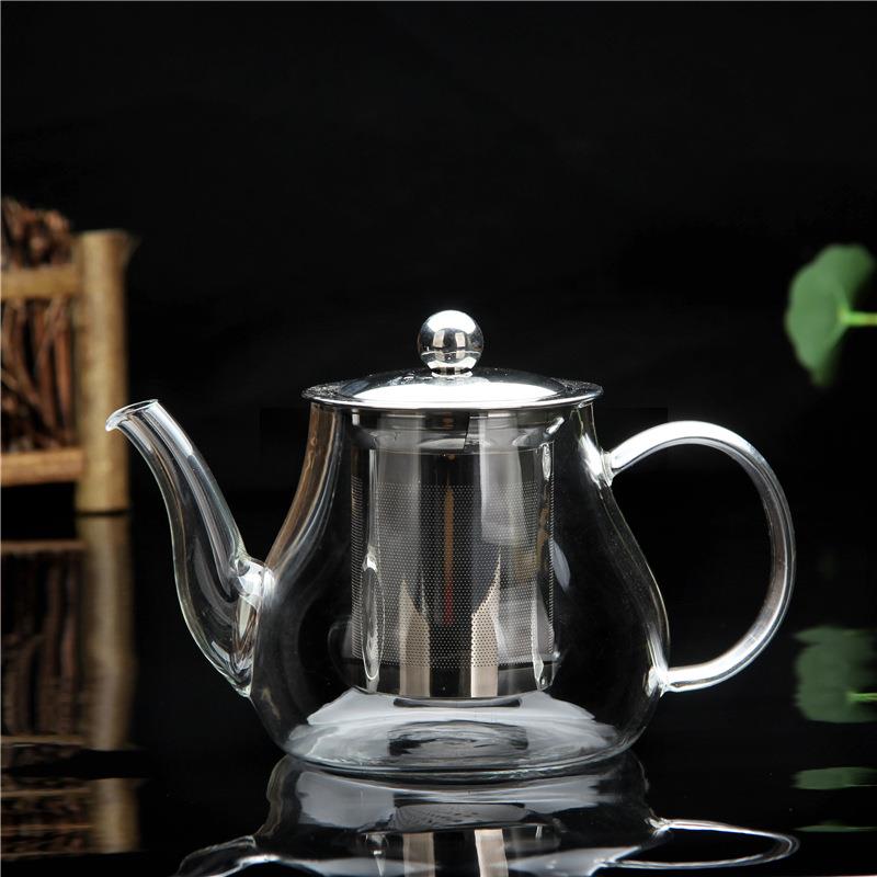 OF9D加厚耐热玻璃红茶壶红茶杯普洱壶不锈钢内胆过滤泡茶壶双耳冲