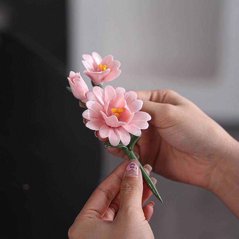 手工迷你小花瓶花器陶瓷摆件干花插水培书房客厅书桌办公桌面装饰