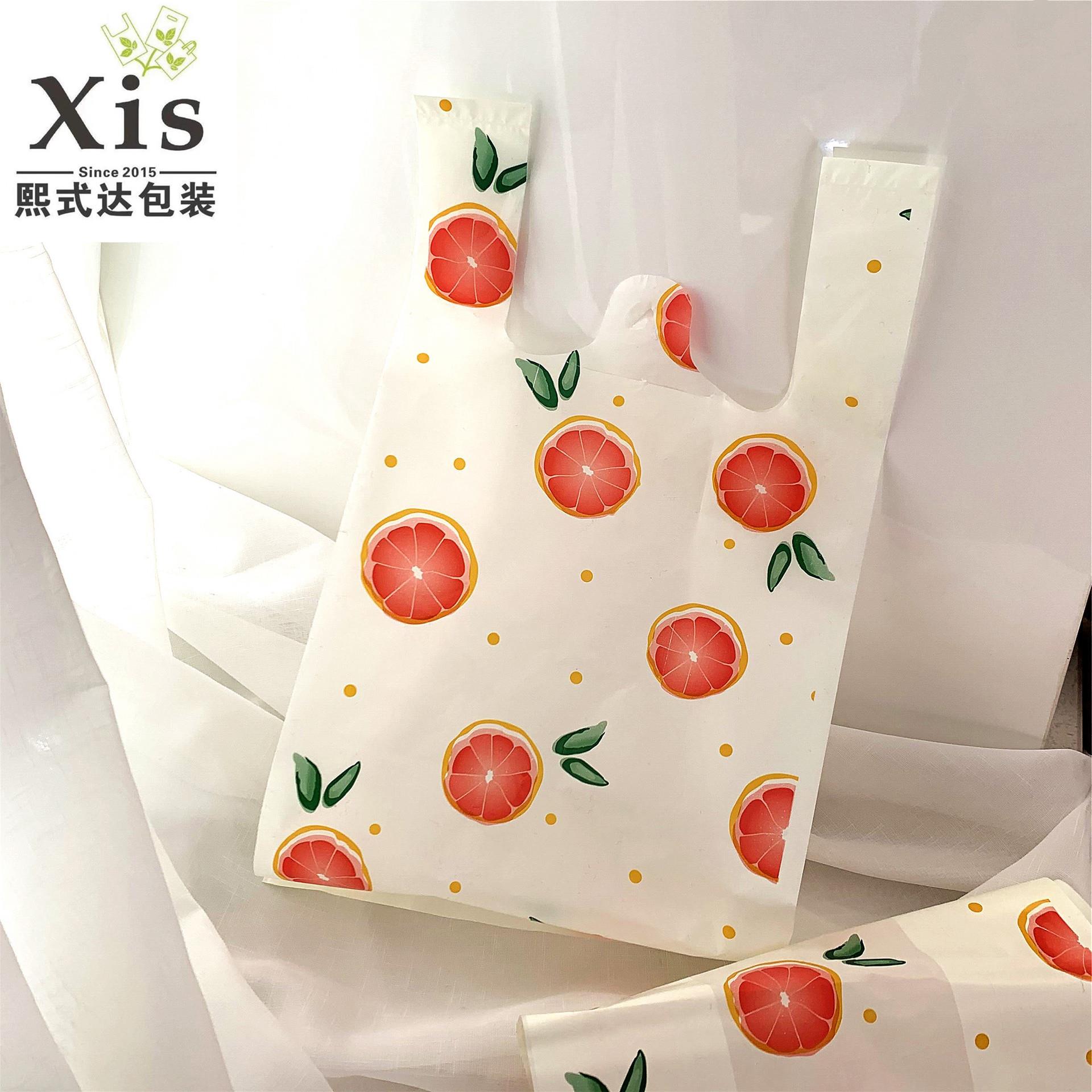网红水果系列西柚塑料背心袋通用外卖手提袋拍5包发6包现货