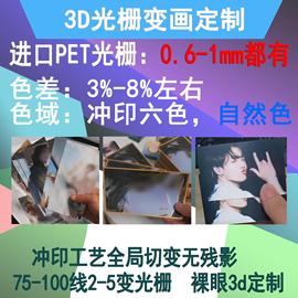 3D卡片光栅卡定制pet变幻多变卡通动态闪卡三维立体画明信片