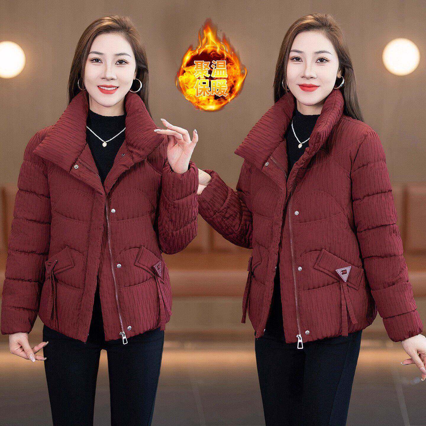 香港代购妈妈装短款羽绒棉服女士冬季新款洋气宽松保暖棉袄外套潮