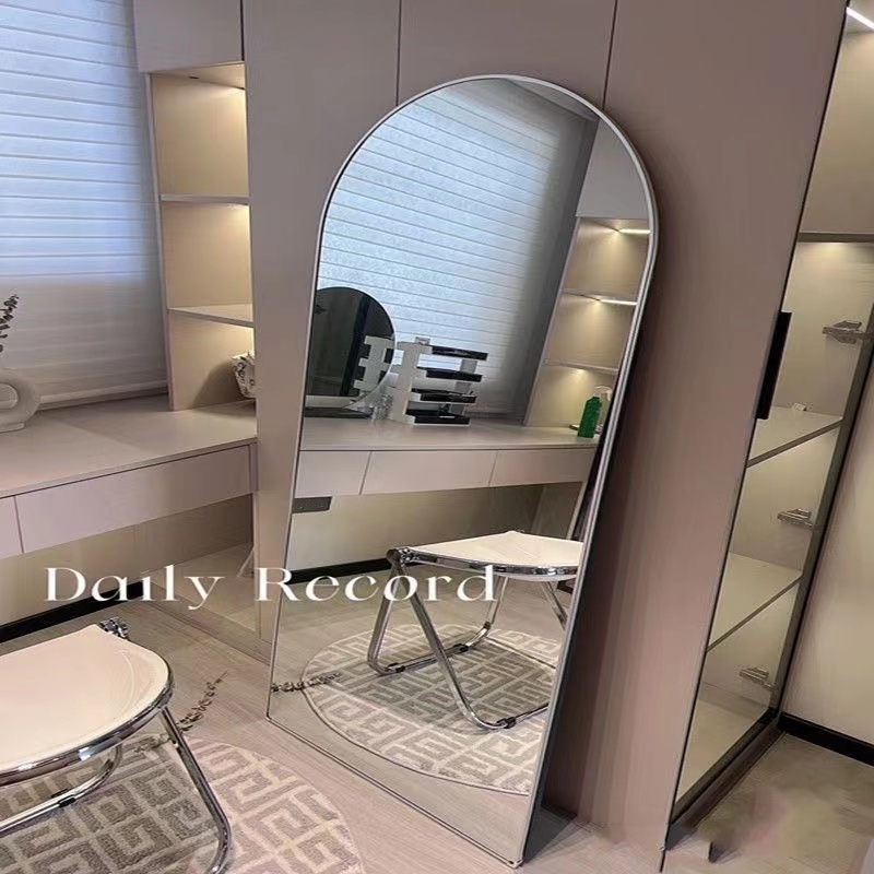 铝合金穿衣镜全身镜壁挂式粘贴家用贴墙试衣镜ins网红落地穿衣镜