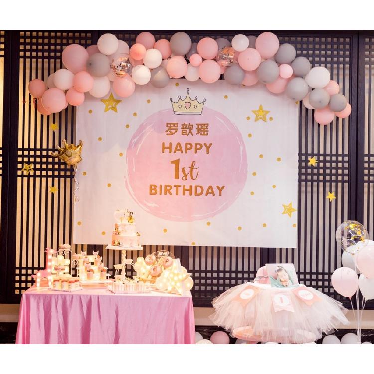 宝宝生日甜品台背景墙海报装饰周岁生日百日宴背景布置布个性定制