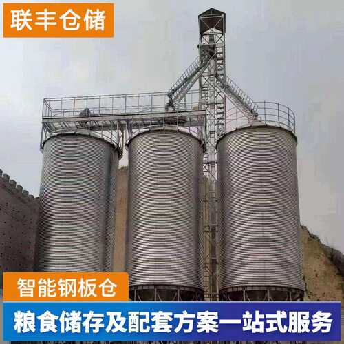 新型圆形储粮仓镀锌板100吨粮食钢板仓农用立式筒仓