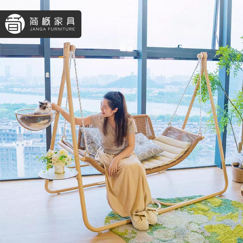 休闲别墅露台秋千吊椅花园庭院吊篮家具网红酒店民宿室内外吊床