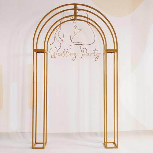 新饰款婚庆舞台铁艺门装风长方拱体弧形背景花架子婚礼屏立体6724