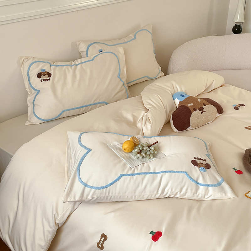 床上用品件套棉绣100s布1全2m四儿童清新可爱.被套小长绒棉卡通贴
