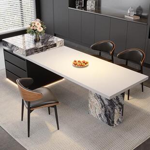 国补岩板岛台餐桌一体家用可伸缩大别墅意式 高端多功能厨房中岛台