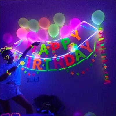 10pcs 12inch UV Neon Glow Latex Balloons Happy Birthday