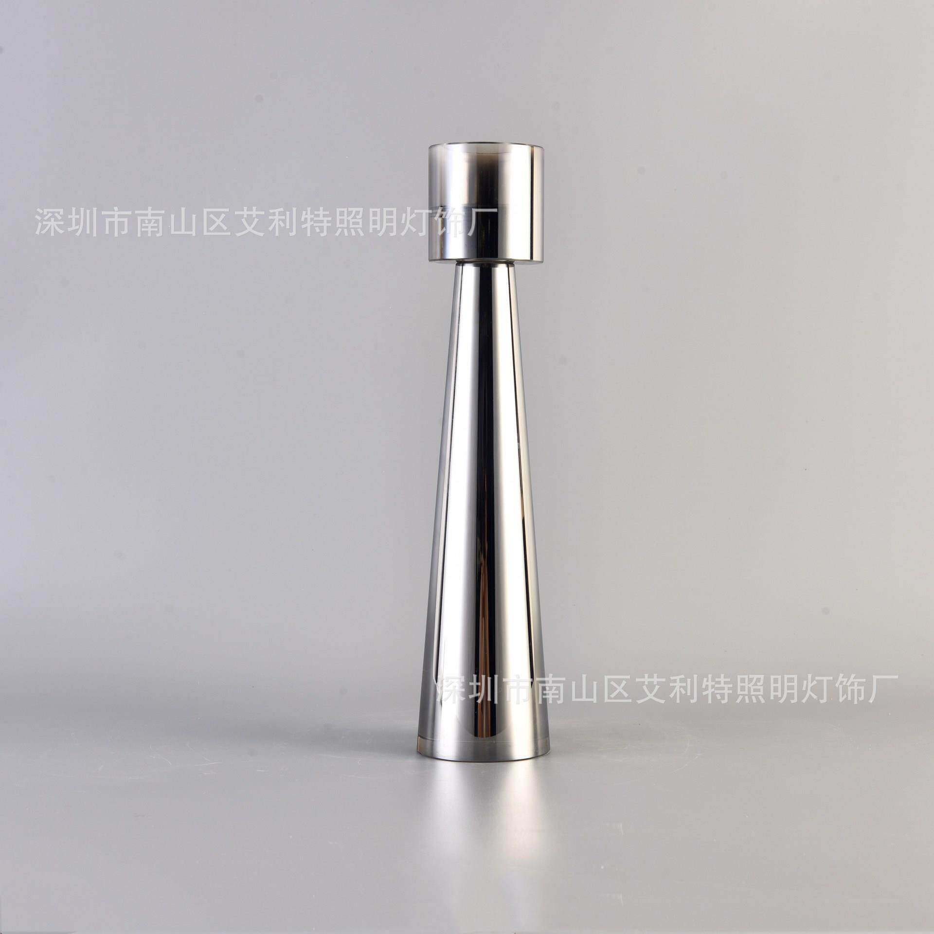 简约欧式银色水晶烛台装饰品摆件美式样板房餐边桌玄关工艺品摆设
