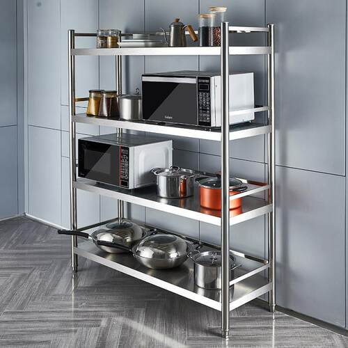 货架厨房置物架柜不锈钢整体橱柜2菜微波炉4架子收纳置物架落地多