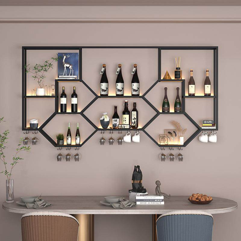 铁艺酒架置物架壁挂创意餐厅墙上书架装饰家用红酒柜杯架展示架子